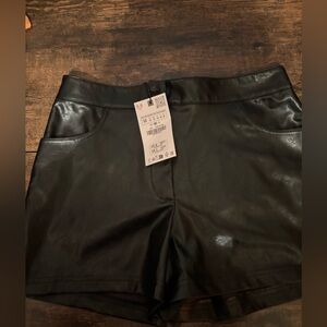 Zara High Waist Black Leather Shorts